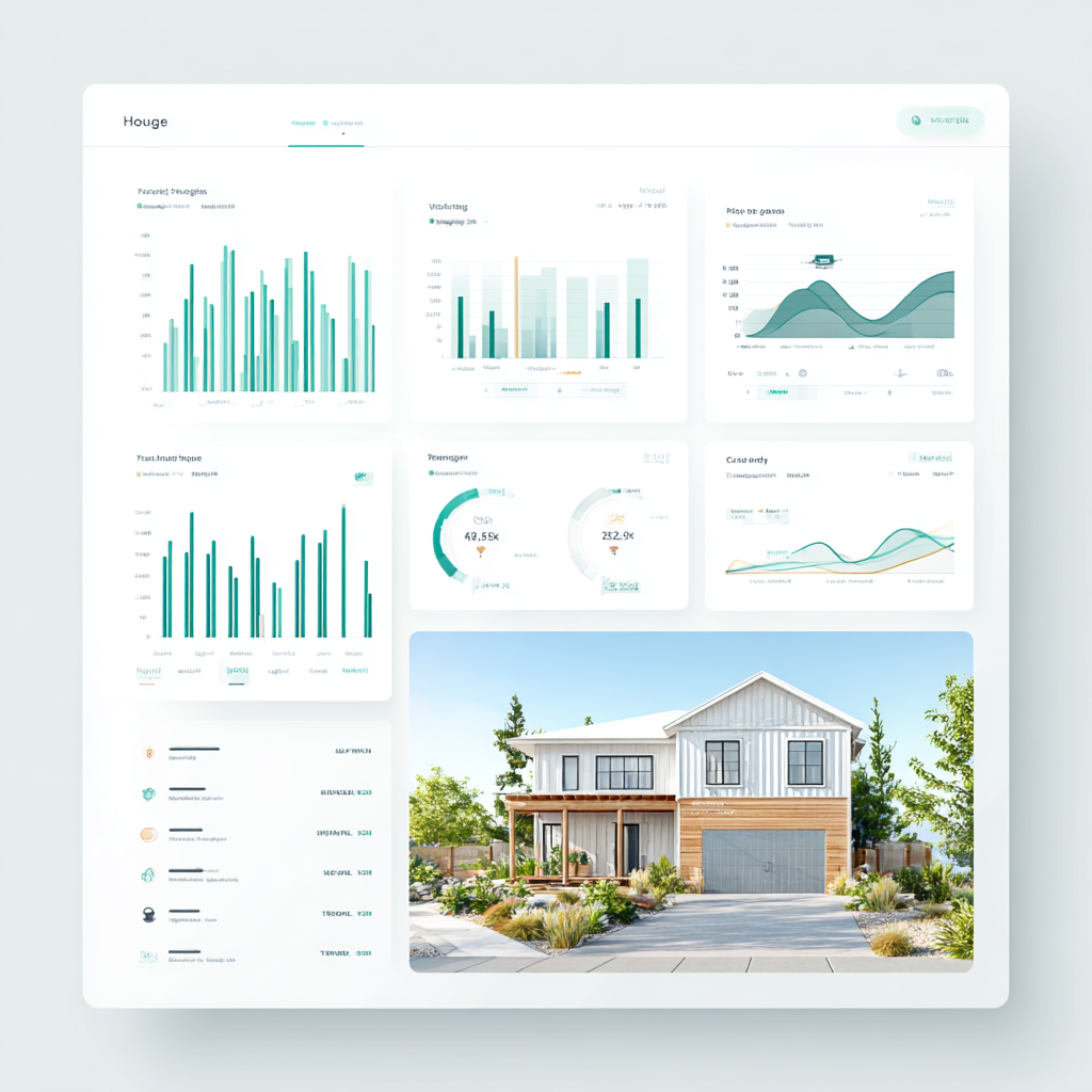 Data analytics dashboard showing building product market trends.