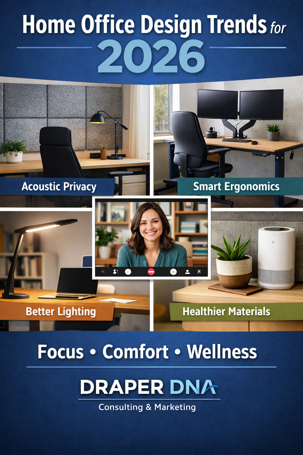 Residential home office designed for focus and well-being